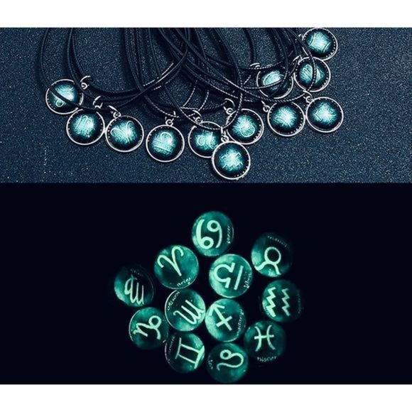 Gemini GREEN GLOW IN THE DARK ZODIAC STAR SIGN HOROSCOPE NECKLACE - Picture 10 of 14